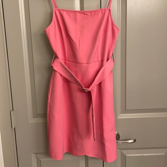 City Sleek Pink Belted Mini Dress - Picture 2 of 4